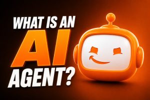 An image with the text "What is an AI agent" next to the Zetrix Avatar logo mascot